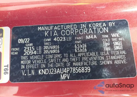 2023 Kia Soul Lx/S из США, поврежденный, VIN KNDJ23AU4P7856839